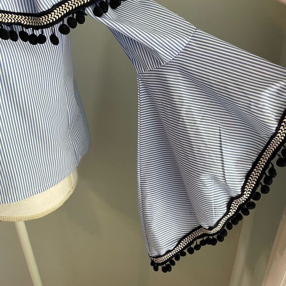 Forever 21 Blue Striped Off-the-Shoulder Blouse - Picture 2 of 7